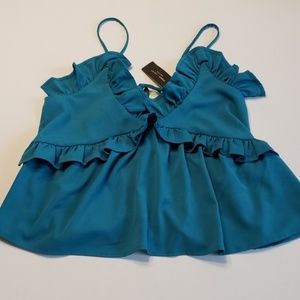 NWT Romeo & Juliet Teal Ruffled Babydoll Top Med